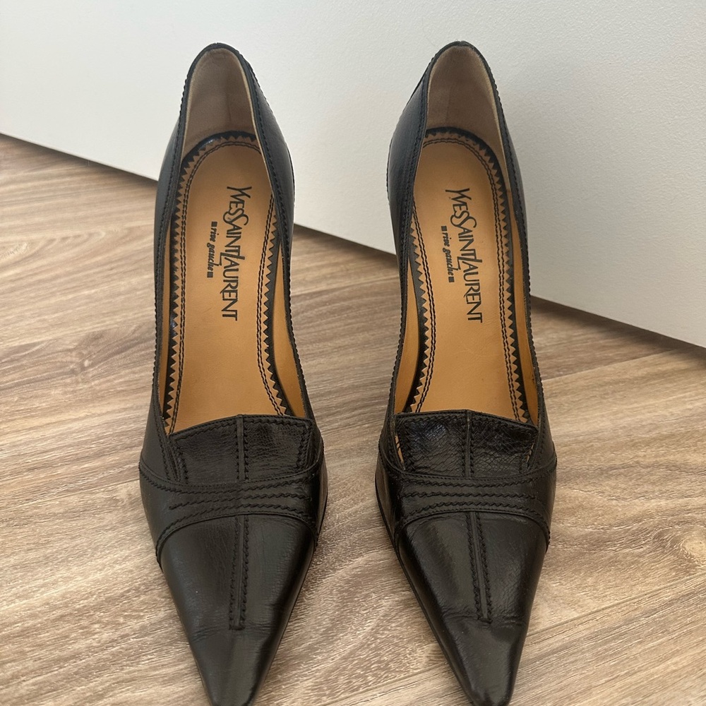 Vintage Yves Saint Laurent Black Leather Heels